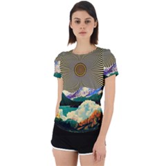 Surreal Art Psychadelic Mountain Back Cut Out Sport T-shirt by uniart180623