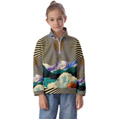 Surreal Art Psychadelic Mountain Kids  Half Zip Hoodie by uniart180623