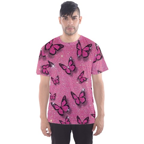 Pink Glitter Butterfly Men s Sport Mesh T-shirt by uniart180623