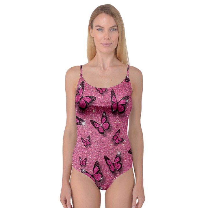 Pink Glitter Butterfly Camisole Leotard 