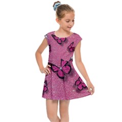 Pink Glitter Butterfly Kids  Cap Sleeve Dress by uniart180623