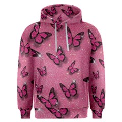 Pink Glitter Butterfly Men s Overhead Hoodie by uniart180623