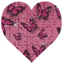 Pink Glitter Butterfly Wooden Puzzle Heart View1