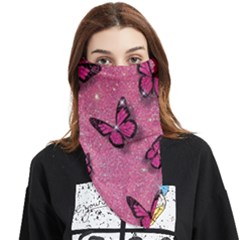 Pink Glitter Butterfly Face Covering Bandana (triangle) by uniart180623