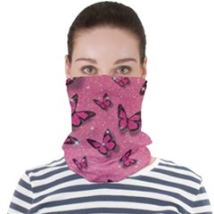 Pink Glitter Butterfly Face Seamless Bandana (adult) by uniart180623