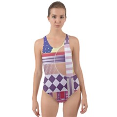 Abstract Shapes Colors Gradient Cut-out Back One Piece Swimsuit