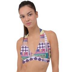 Abstract Shapes Colors Gradient Halter Plunge Bikini Top by pakminggu