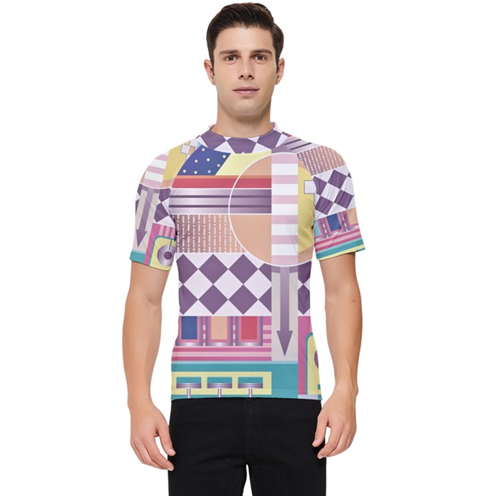 Abstract Shapes Colors Gradient Men s Short Sleeve Rash Guard