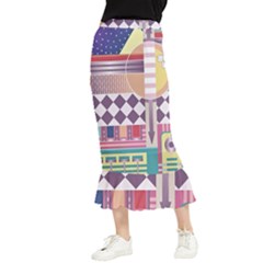 Abstract Shapes Colors Gradient Maxi Fishtail Chiffon Skirt by pakminggu