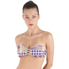 Abstract Shapes Colors Gradient Twist Bandeau Bikini Top by pakminggu