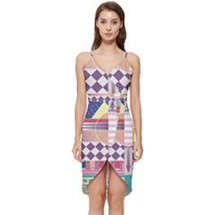 Abstract Shapes Colors Gradient Wrap Frill Dress by pakminggu