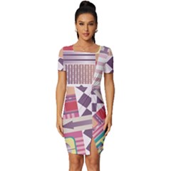 Abstract Shapes Colors Gradient Fitted Knot Split End Bodycon Dress by pakminggu