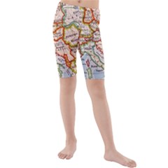 Vintage World Map Europe Globe Country State Kids  Mid Length Swim Shorts by Grandong