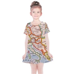 Vintage World Map Europe Globe Country State Kids  Simple Cotton Dress by Grandong