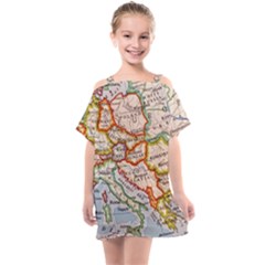 Vintage World Map Europe Globe Country State Kids  One Piece Chiffon Dress by Grandong