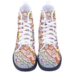 Vintage World Map Europe Globe Country State Men s High-top Canvas Sneakers