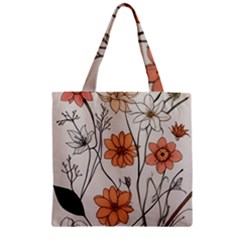 Flowers Pattern Plant Zipper Grocery Tote Bag by pakminggu