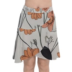 Flowers Pattern Plant Chiffon Wrap Front Skirt by pakminggu