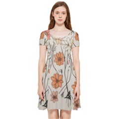 Flowers Pattern Plant Inside Out Cap Sleeve Dress by pakminggu