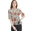 Flowers Pattern Plant Frill Neck Blouse View1