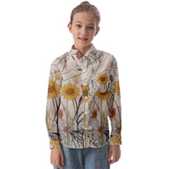 Woman Flower Pattern Kids  Long Sleeve Shirt by pakminggu