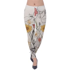 Woman Flower Pattern Velvet Leggings by pakminggu