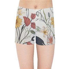 Woman Flower Pattern Kids  Sports Shorts by pakminggu