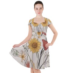 Woman Flower Pattern Cap Sleeve Midi Dress by pakminggu