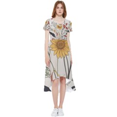 Woman Flower Pattern High Low Boho Dress by pakminggu