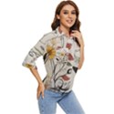 Woman Flower Pattern Women s Quarter Sleeve Pocket Shirt View2