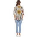 Woman Flower Pattern Women s Quarter Sleeve Pocket Shirt View4