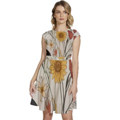 Woman Flower Pattern Cap Sleeve High Waist Dress by pakminggu