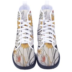 Woman Flower Pattern Women s High-top Canvas Sneakers