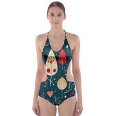 Christmas Tree Pattern Cut-out One Piece Swimsuit by pakminggu