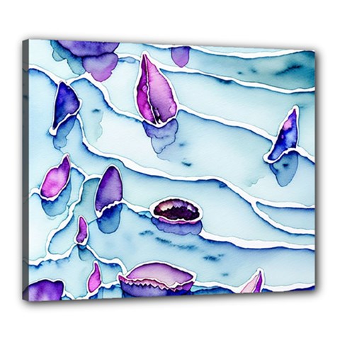 Water Tide Gemstone Canvas 24  X 20  (stretched) by pakminggu