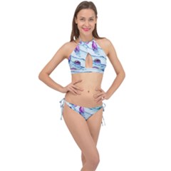 Water Tide Gemstone Cross Front Halter Bikini Set by pakminggu