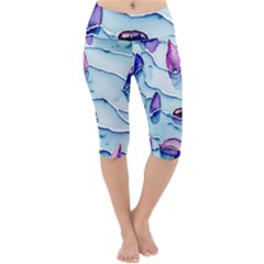 Water Tide Gemstone Lightweight Velour Cropped Yoga Leggings by pakminggu