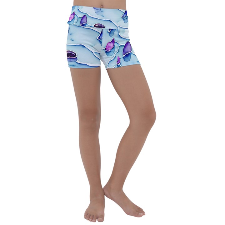 Water Tide Gemstone Kids  Lightweight Velour Yoga Shorts