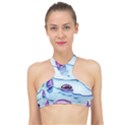 Water Tide Gemstone High Neck Bikini Top View1