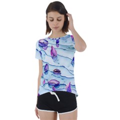 Water Tide Gemstone Short Sleeve Open Back T-shirt by pakminggu