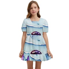 Water Tide Gemstone Kids  Short Sleeve Dolly Dress by pakminggu