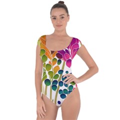 Plants Leaves Colorful Short Sleeve Leotard  by pakminggu