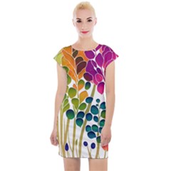 Plants Leaves Colorful Cap Sleeve Bodycon Dress by pakminggu