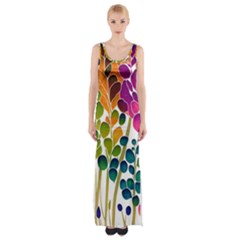 Plants Leaves Colorful Thigh Split Maxi Dress by pakminggu