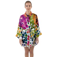 Plants Leaves Colorful Long Sleeve Satin Kimono by pakminggu