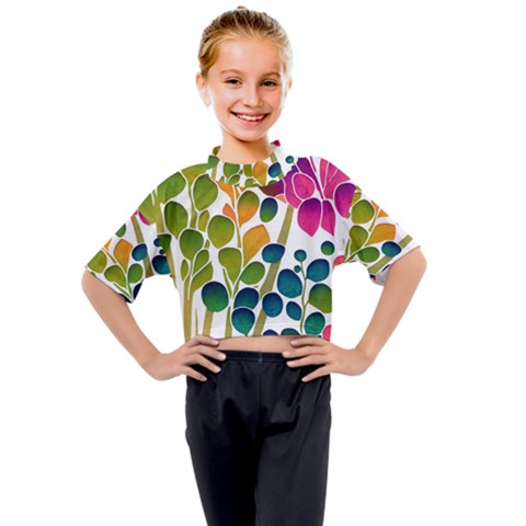 Plants Leaves Colorful Kids Mock Neck T-shirt by pakminggu