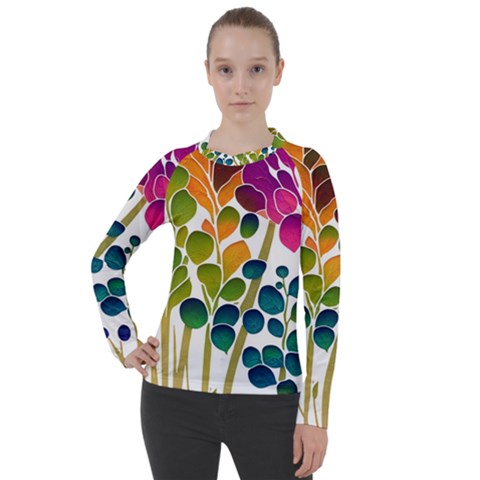 Plants Leaves Colorful Women s Pique Long Sleeve T-shirt by pakminggu