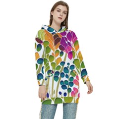 Plants Leaves Colorful Women s Long Oversized Pullover Hoodie by pakminggu