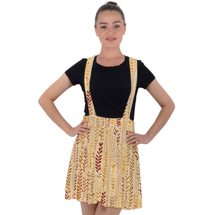 Autumn Nature Fall Velvet Suspender Skater Skirt