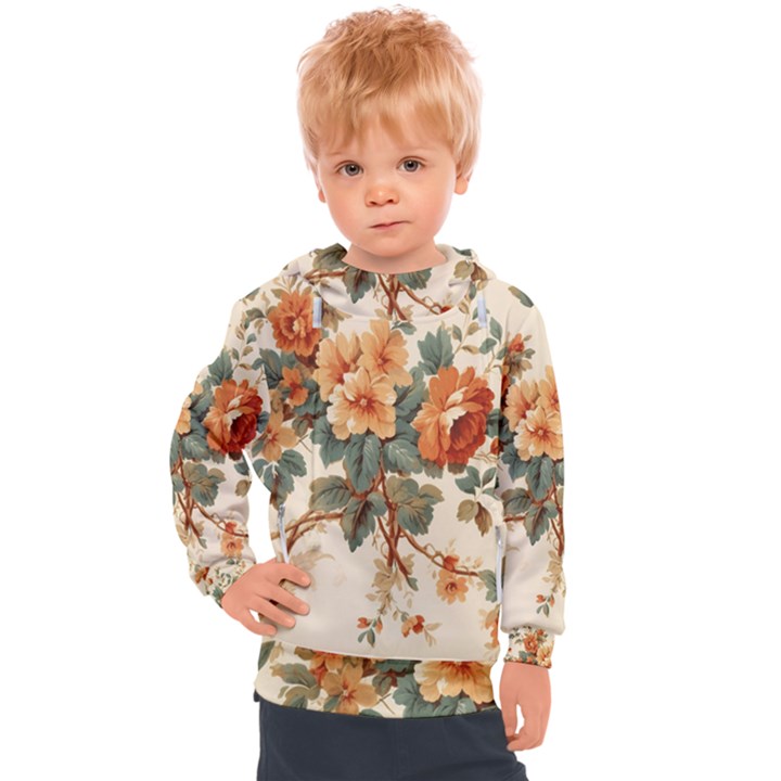 Flowers Leaves Swirl Plant Kids  Hooded Pullover